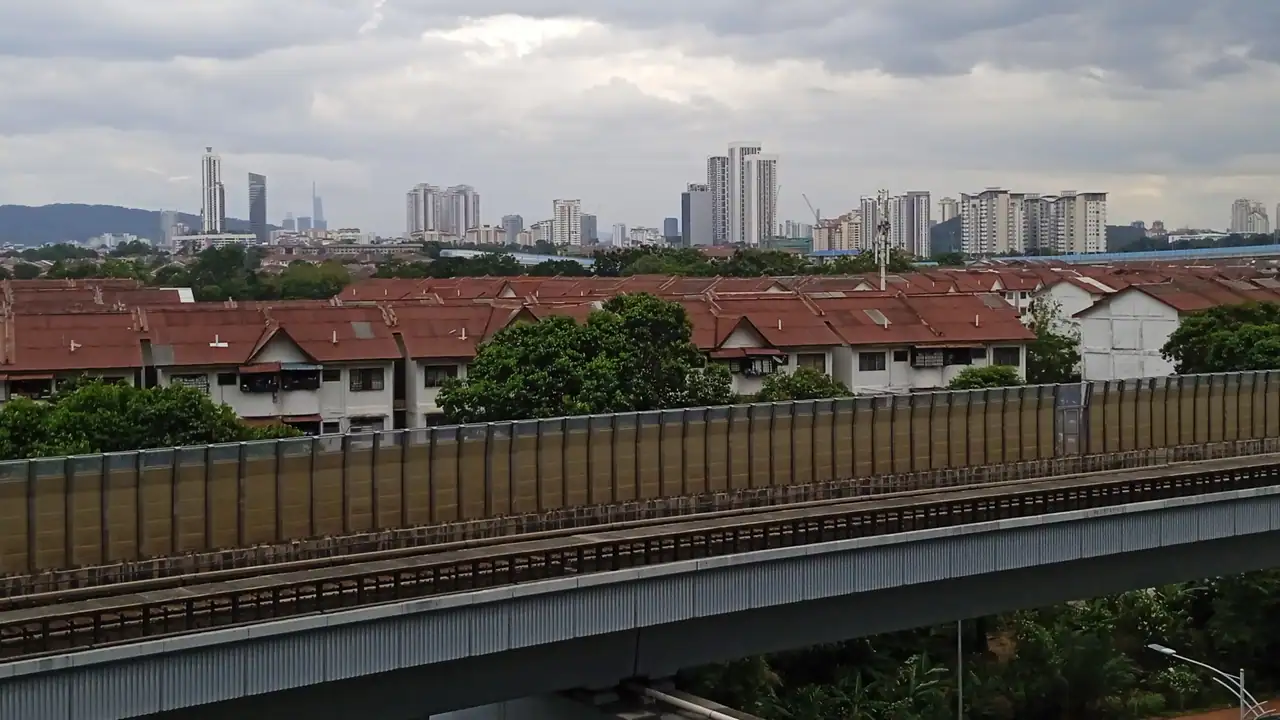 Wide view from Emporis over the Kajang line viaduct, Persiaran Surian and the rooftops of Kota Damansara