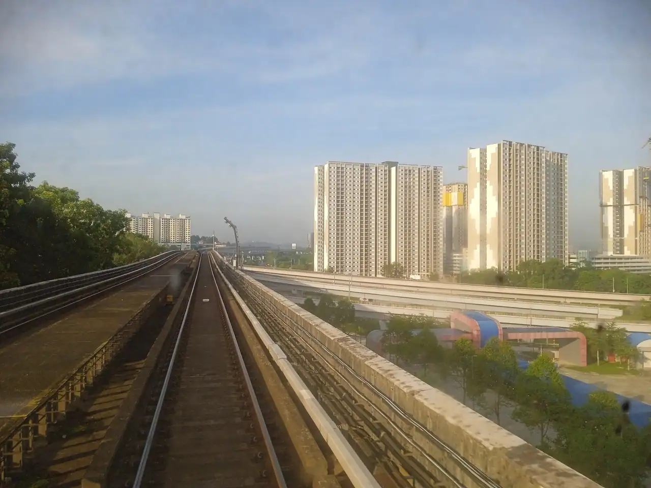 Idaman Kwasa Damansara blocks seen from the MRT viaduct at the planned RRI station site